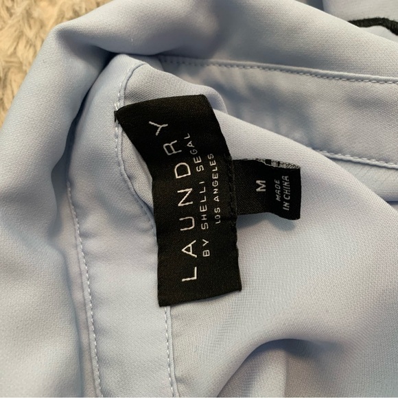 LAUNDRY BY SHELLI SEGAL Sleeveless Scalloped Blouse Women's Medium Blue Top - Picture 9 of 9